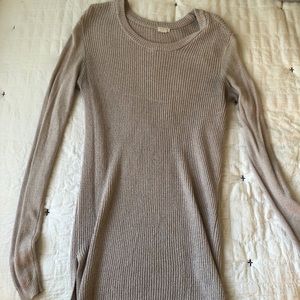 taupe 3/4 sleeve knit sweater